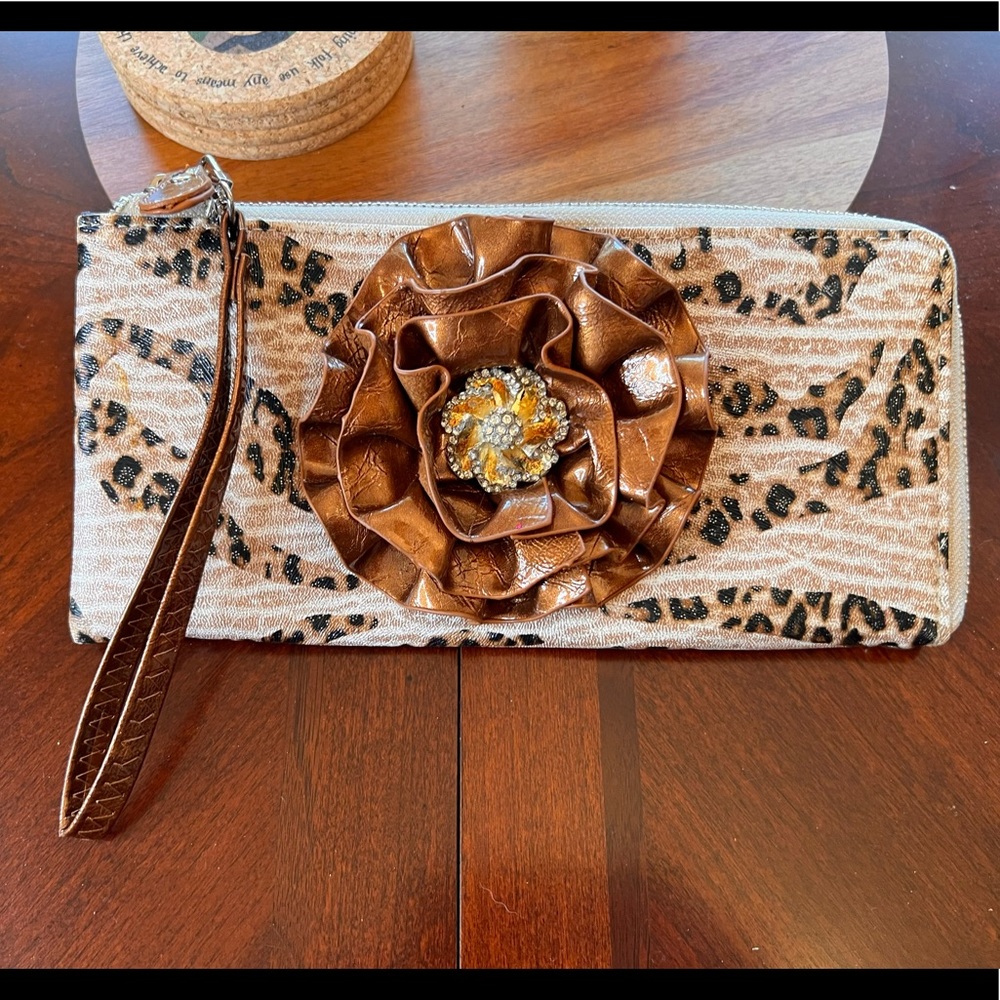 Leopard Print Wristlet.